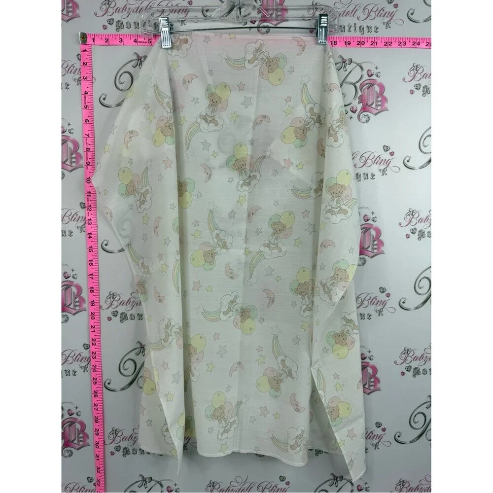 Vintage fabric scarf or tapestry ect Cream Pastel Teddy & Rainbow Wrap Scarf